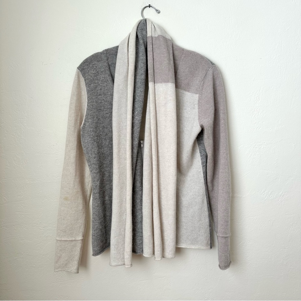 AUTUMN CASHMERE Zip Front Drape Cardigan M